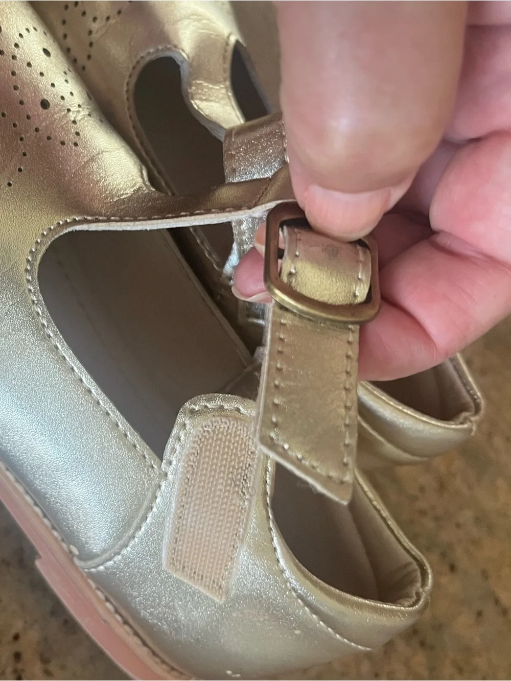 Kiderence F646 Girls Mary Jane Flats Metallic Gold Size 12